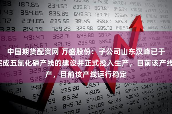 中國期貨配資網 萬盛股份：子公司山東漢峰已于2022年完成五氯化磷產線的建設并正式投入生產，目前該產線運行穩定